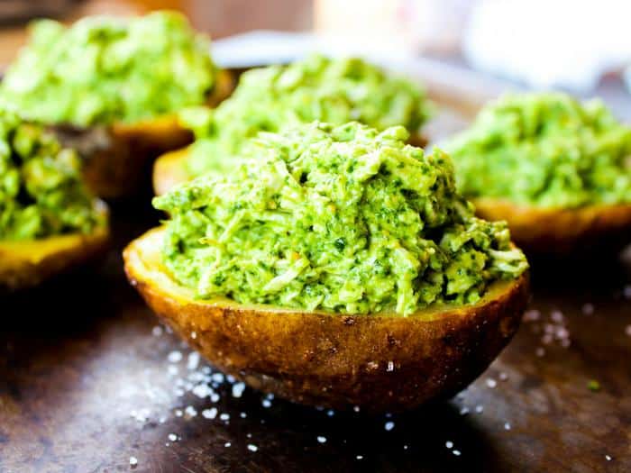 Pesto Chicken Stuffed Potatoes by The Whole Cook horizontal